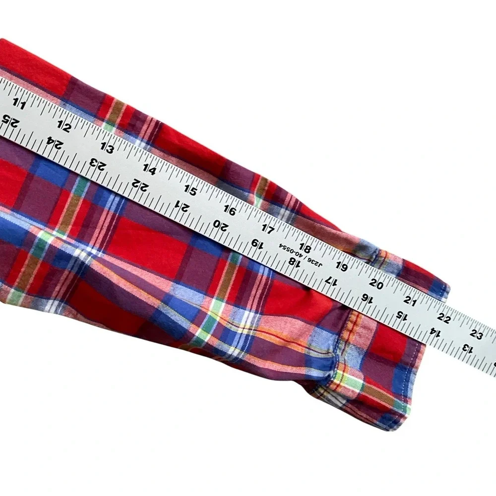 Ralph Lauren Shirt Boy Size L/14-16 Red Tartan Long Sleeve Button Down Preppy